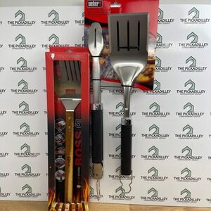 Weber Precision Grill Tongs Spatula Set 6771 and FlipFork Boss 5-in-1 BBQ Tool